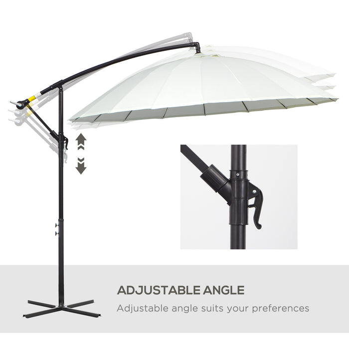 Cantilever Shanghai Parasol - Garden Hanging Banana Sun Umbrella with Crank Handle, 18 Sturdy Ribs, Cross Base - Perfect Shade Solution for Outdoor Spaces