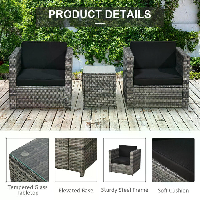 2 Seater Rattan Sofa Set with Cushions - Durable Steel-Framed Outdoor Garden Furniture - Ideal for Patio Comfort and Entertaining