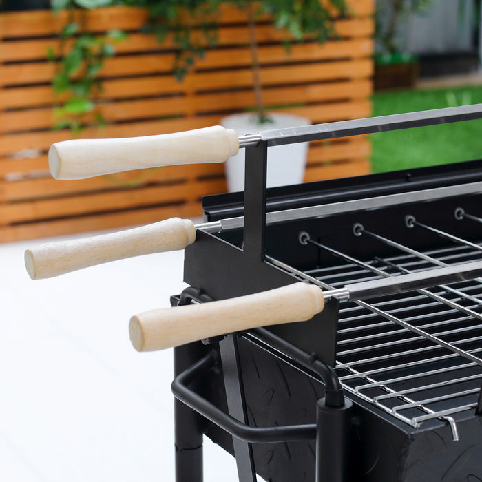 Charcoal Trolley BBQ - Outdoor High-Temperature Powder-Coated Grill with Wheels, 85x36x90cm - Ideal for Garden Barbecue Cooking