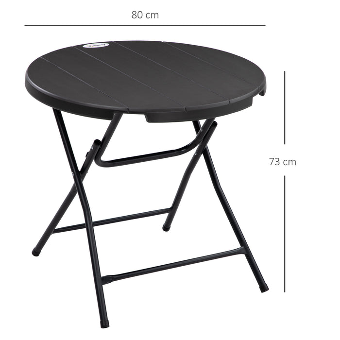 Foldable Outdoor Dining Table - Round HDPE Tabletop with Steel Frame for Patio or Garden - Compact Furniture Ideal for 4 People