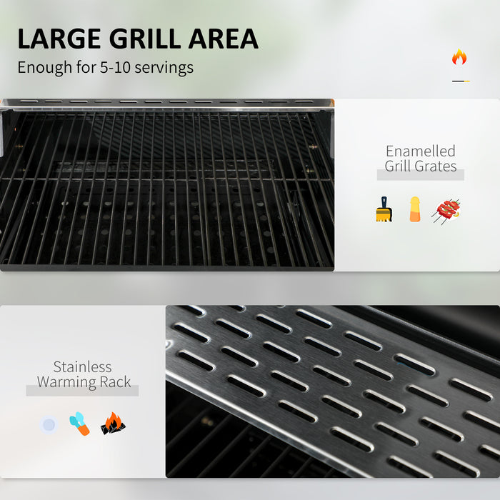 Adjustable Charcoal Grill with Built-in Thermometer - Durable BBQ with Warming Shelf - Perfect for Outdoor Cooking & Entertaining