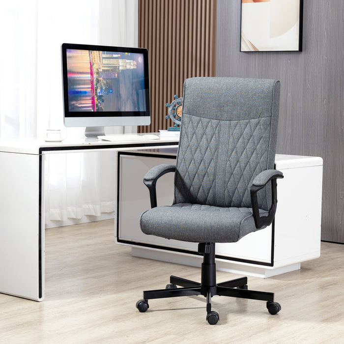 High-Back Linen Swivel Computer Chair - Adjustable Height & Tilt for Comfortable Seating - Perfect for Home Office, Bedroom & Study Spaces