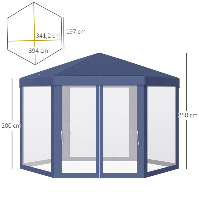 4M Hexagon Netting Gazebo - Patio Canopy Tent with Shade Resistance for Outdoor Shelter - Ideal for Parties and Gatherings
