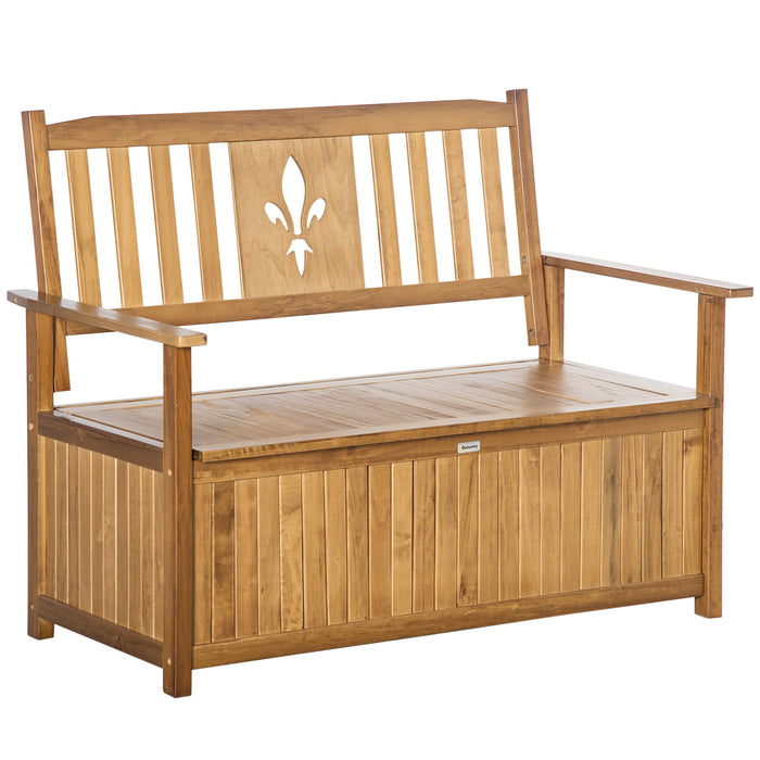 2-Seater Wooden Garden Bench with Storage - Outdoor Patio Seating & Weather-Resistant Storage Box, 125 x 68.5 x 97cm - Ideal for Deck, Porch, and Garden Spaces