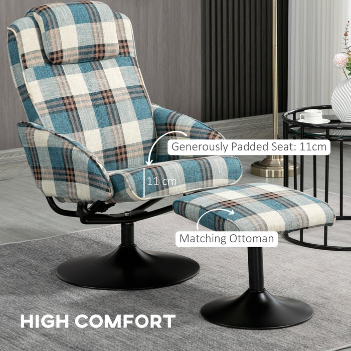 Swivel Armchair and Matching Footstool - Adjustable Backrest Recliner Chair for Relaxation - Perfect for Living Room and Bedroom Comfort