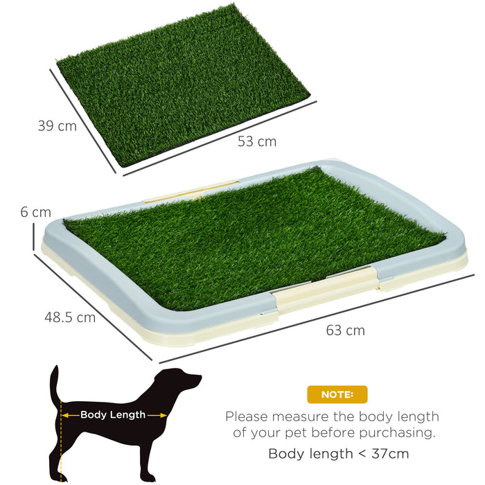 Indoor Puppy Potty Trainer - Artificial Grass Mat with Grid Panel and Leakproof Tray, 63 x 48.5 cm - Ideal for Housebreaking and Small Dogs