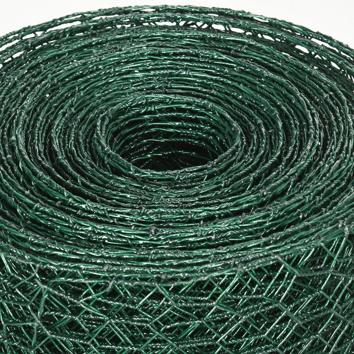 Foldable 1m x 25m PVC-Coated Chicken Wire Mesh - Durable Welded Garden Fencing Roll with Poultry Netting - Ideal for Rabbits, Ducks, Geese Protection in Dark Green