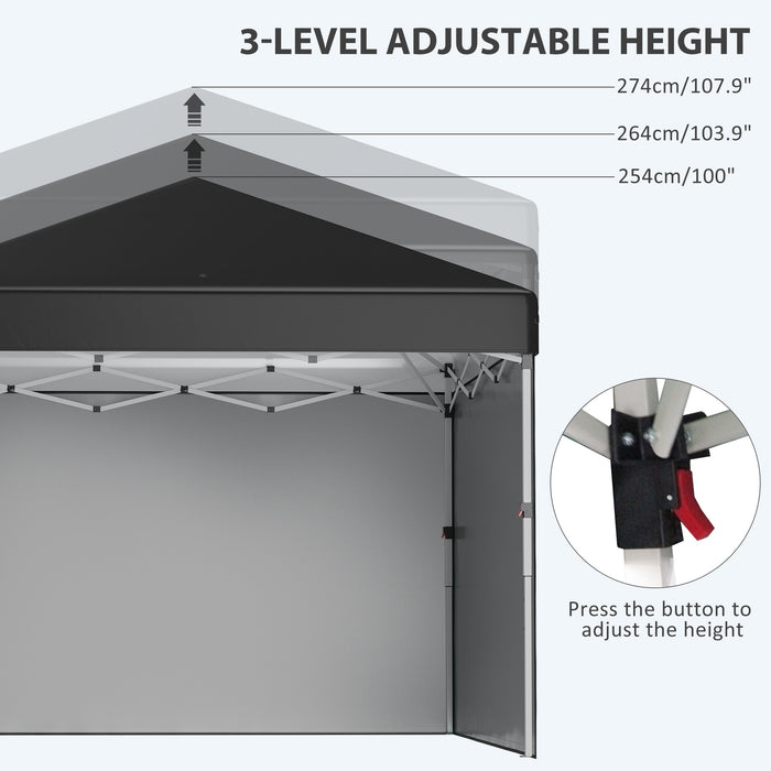 Pop Up Gazebo Event Shelter - 3x3 Meter Adjustable Height Party Tent with Sidewalls and Weight Bags - Ideal for Outdoor Activities and Gatherings