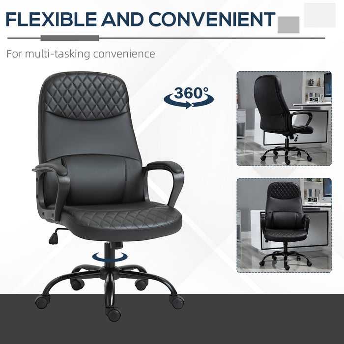 Ergonomic High-Back Executive Massage Chair - PU Leather Vibration, Adjustable Height, Built-in Lumbar Support, Armrests - Ideal for Office Workers Seeking Comfort and Back Relief