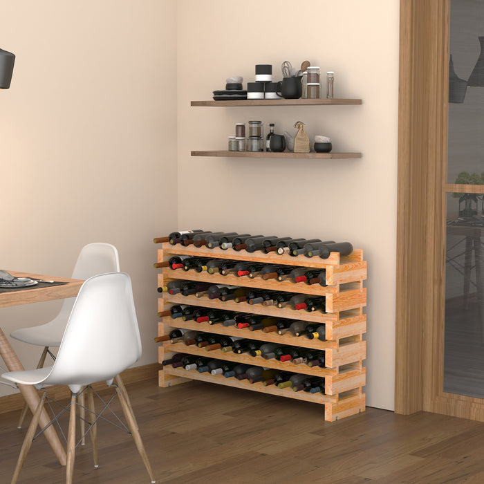 6-Tier Wooden Wine Rack - Holds 72 Bottles, Robust Shelving Storage Solution - Ideal for Wine Collectors and Home Bars