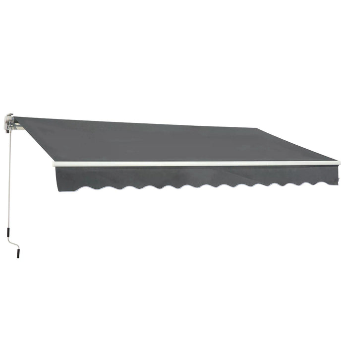 Manual Retractable Awning - 3.5M x 2.5M Sun Shade Shelter with Winding Handle, Grey - Ideal for Garden Patio Outdoor Use