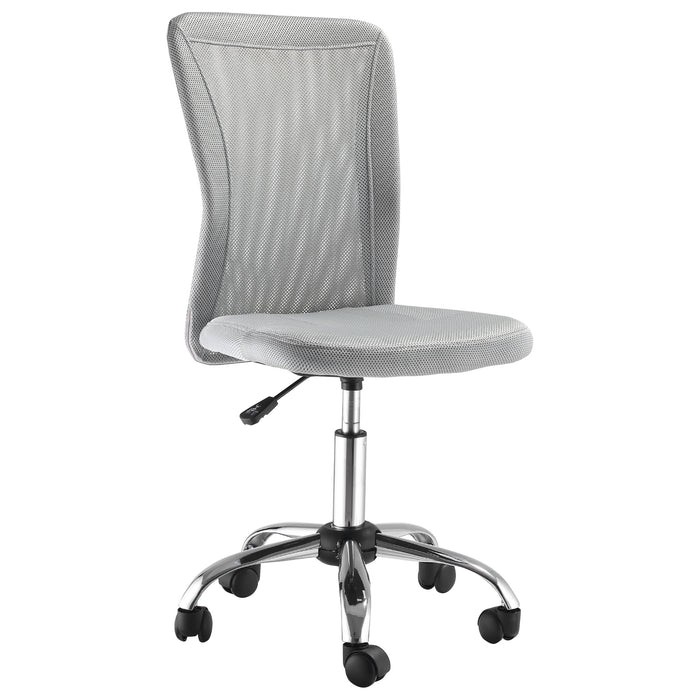 Ergonomic Armless Mid-Back Mesh Task Chair - Height Adjustable and Swivel Wheels in Grey - Perfect for Home Office Comfort and Productivity