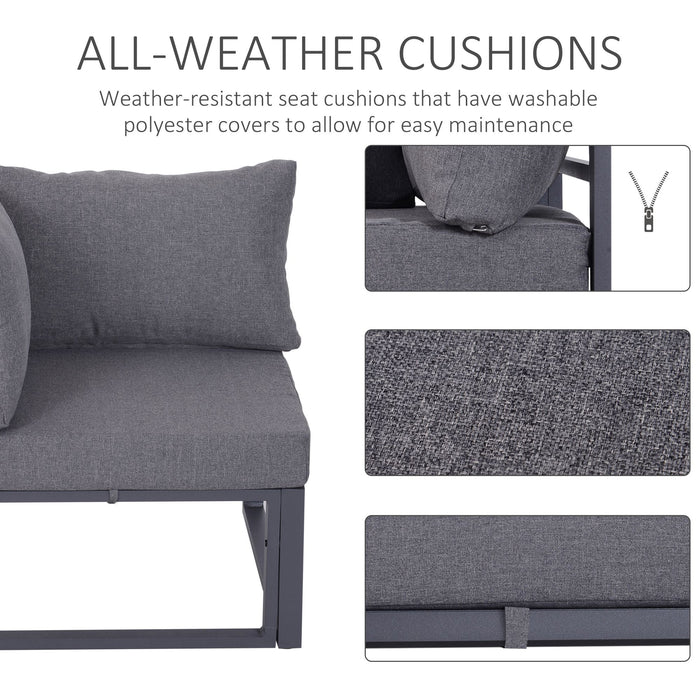 Outdoor Aluminum Sectional Sofa Set - 6Pcs Conversation Furniture with Cushions - Patio Lounging & Entertainment Comfort