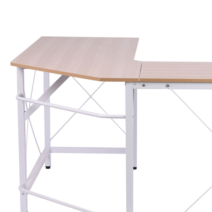 L-Shape Corner Gaming Desk - Spacious PC Workstation with Triple Worktop for Writing and Computing - Ideal for Home Office, 76x150cm Oak Finish