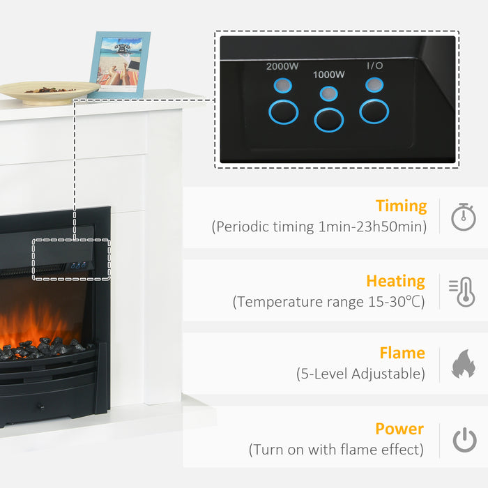 Modern LED Electric Fireplace Suite with Curved Mantelpiece - Marble Stone Design, Tempered Glass & Intelligent Safety Features - Perfect for Cozy, Remote-Controlled Indoor Heating