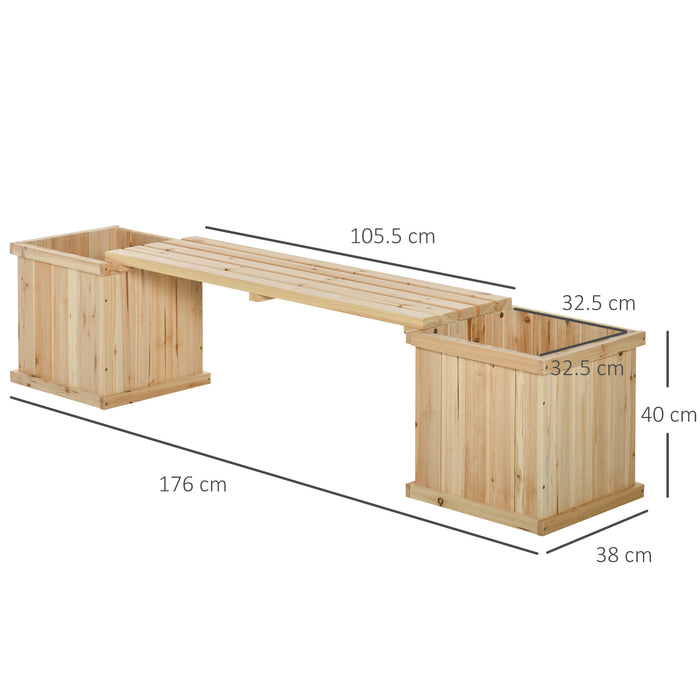 Wooden Garden Planter-Bench Combo - Raised Bed for Patio and Park Landscaping - Ideal for Outdoor Seating and Planting