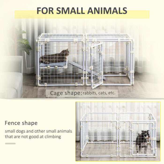 Large Bunny & Guinea Pig Hutch - 9-Piece DIY Rabbit Cage with Door, Ladder & Divider - Ideal for Small Animal Pet Homes and Habitats