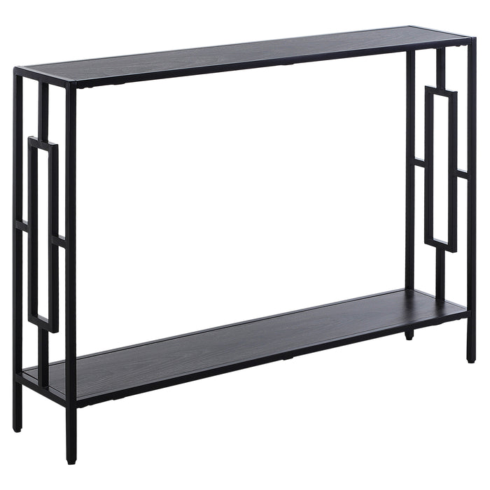 Industrial-Style Console Table - Narrow Hallway Storage Shelf with Metal Frame, Grey and Black - Elegant Dressing Desk for Living Room or Bedroom