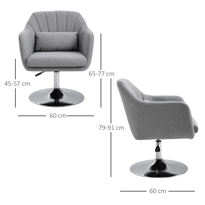 Contemporary Swivel Accent Chair - Adjustable Height Vanity Armchair with Thick Cushion & Lumbar Support - Perfect for Bedroom Comfort and Style