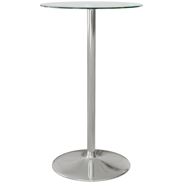 High Top Round Bar Table with Tempered Glass - Sturdy Steel Base Bistro Kitchen Table for Small Spaces - Perfect for Couples and Intimate Dining