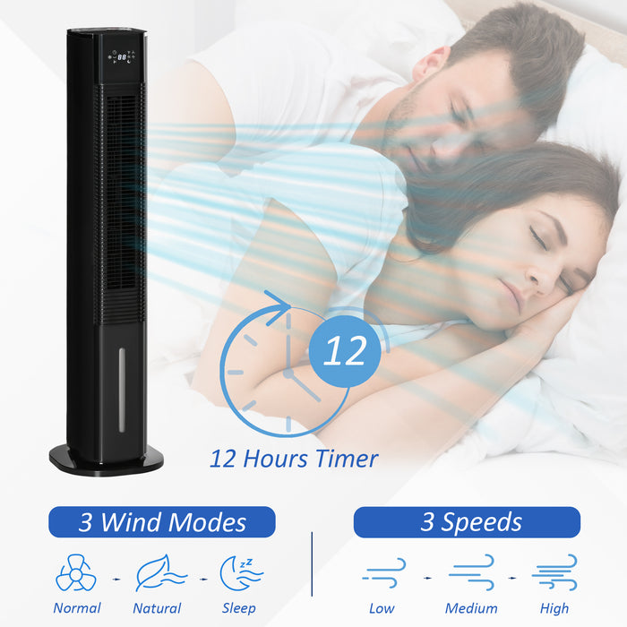 42" Portable Oscillating Cooling Fan - 3-Speed, Water Conditioner with Timer & Remote Control - Ideal for Quiet Bedroom Cooling