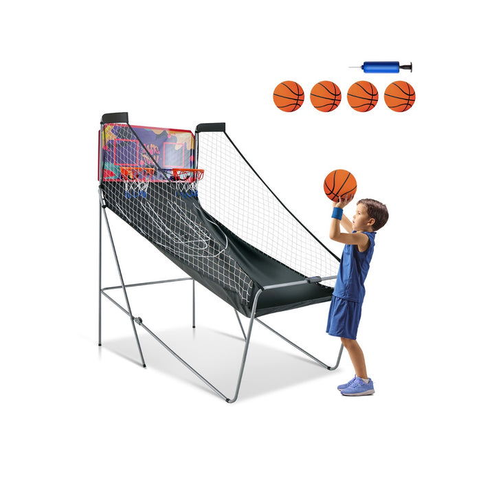 Foldable Basketball Arcade Game Model 2 - Double Player Indoor Shooting Game in Grey - Ideal for Recreation and Competitive Play at Home