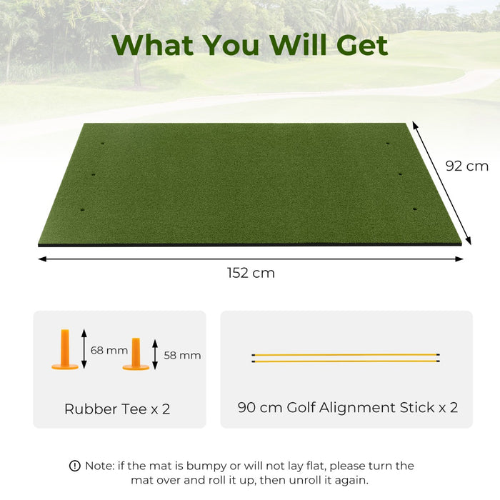 Golf Hitting Mat - Includes 2 Rubber Tees and 2 Alignment Sticks, Ideal for Practicing Swing - Perfect for Golf Enthusiasts