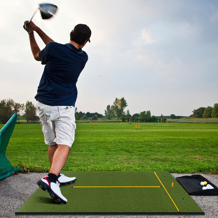 Golf Hitting Mat - Includes 2 Rubber Tees and 2 Alignment Sticks, Ideal for Practicing Swing - Perfect for Golf Enthusiasts