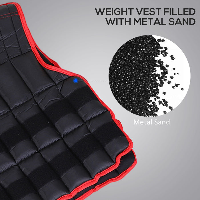 Adjustable 20kg Metal Sand Weight Vest - Durable Training Equipment in Black/Red - Ideal for Intense Workouts & Strength Conditioning