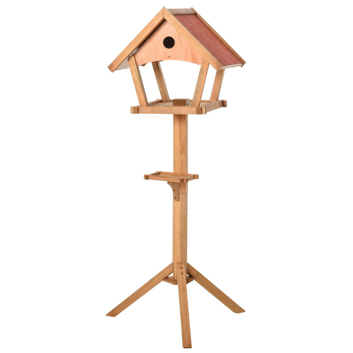 Freestanding Wooden Bird Feeder Table - Garden & Backyard Decor, Weather-Resistant Roof, Pre-cut 49x45x139cm - Perfect for Outdoor Bird Lovers and Nature Enthusiasts