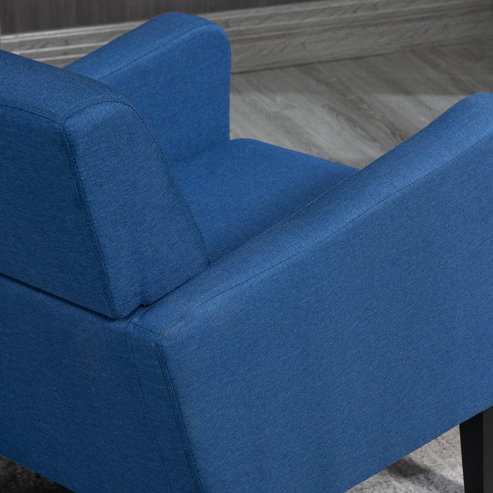 Contemporary Blue Accent Chair - Comfy Occasional Seating with Durable Rubber Wood Legs - Ideal for Living Room and Bedroom Relaxation