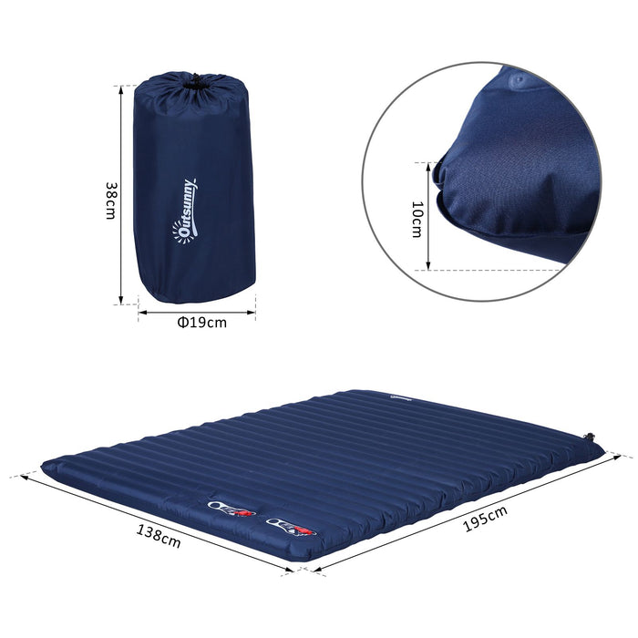 Self-Inflating PVC Mattress for 2-3 Person - Comfortable Camping Sleeping Pad in Green - Ideal for Outdoor Adventures and Family Trips