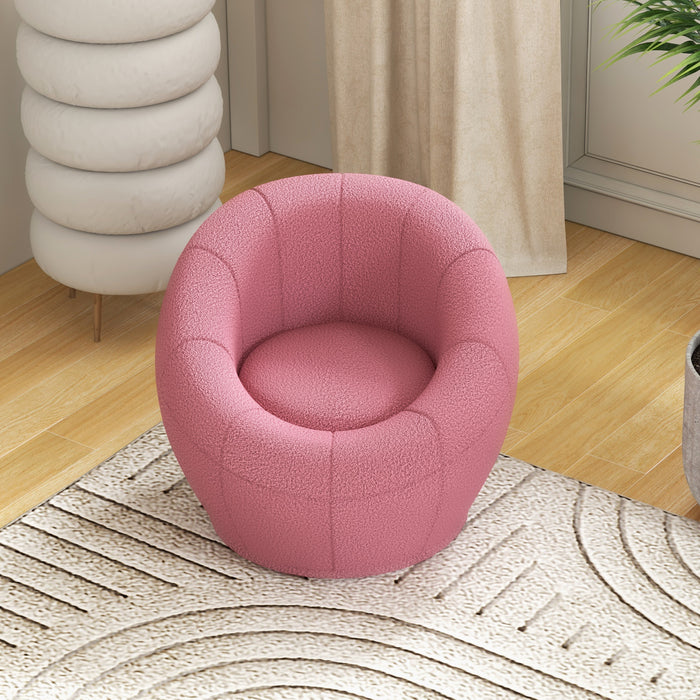 Swivel Upholstered Accent Chair - Modern Armchair for Living Room, Bedroom, Home Office - Comfy Pink Seating Solution for Stylish Decor