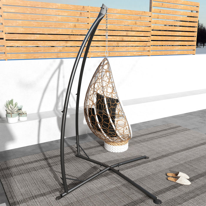 Heavy-Duty Metal Hammock Chair Stand with Chain - Sturdy Frame for Hanging Air Porch and Egg Chairs - Ideal for Relaxing Indoor/Outdoor Lounge Spaces