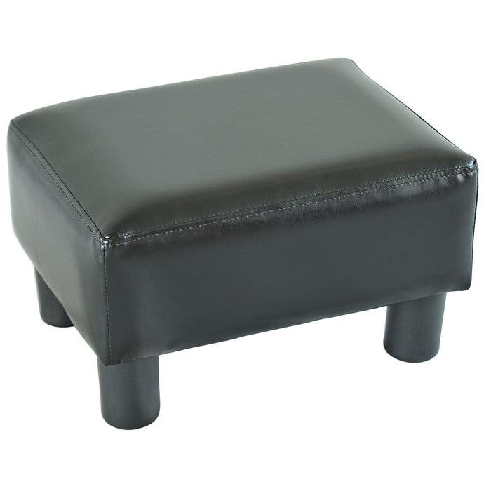 PU Leather Footstool - Compact Foot Rest Chair with Sturdy Legs for Home and Office - Ideal for Small Spaces and Additional Seating