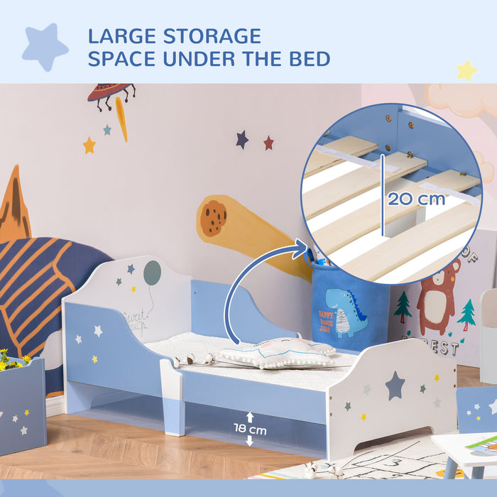 ToddlerGuard Dreamy Starry Wooden Bed - Safety-Rounded Edges, Guardrails for Protection, Fun Star Design - Ideal for Transitioning Toddlers to Big Kid Beds