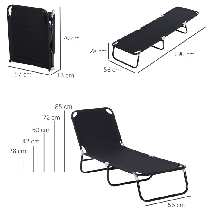 Foldable Sun Lounger Set - 5-Position Adjustable Backrest and Lightweight Portable Frame - Ideal for Patios, Gardens, and Poolside Relaxation