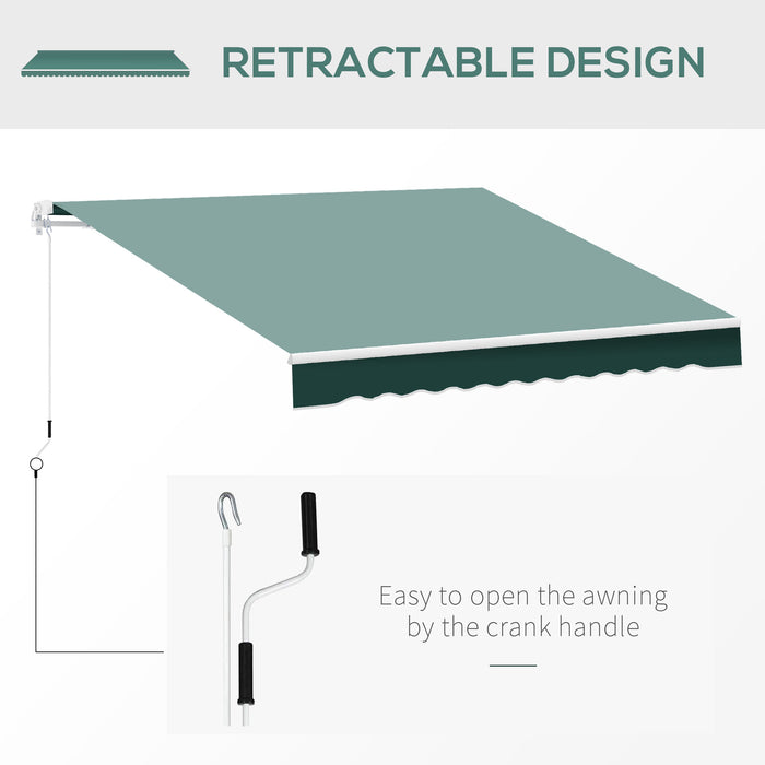 Manual Retractable Awning 2.5m x 2m - Green Sun Shade Shelter for Garden Patio with Winding Handle - Outdoor Living Space Enhancement