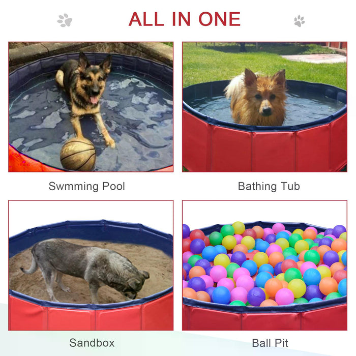 Foldable Dog Pool, 80cm Wide - Durable Pet Paddling Pool in Red - Perfect for Dogs to Cool Off in Summer Heat