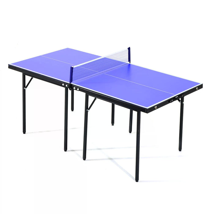 Compact Folding Table Tennis Set - Mini Professional Ping Pong Table with Net, Blue - Ideal for Games, Sports Training & Quick Play Spaces