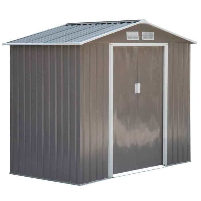 Lockable 7ft x 4ft Steel Garden Shed - Metal Storage with Air Vents, Apex Roof - Secure Outdoor Tool Organization Solution