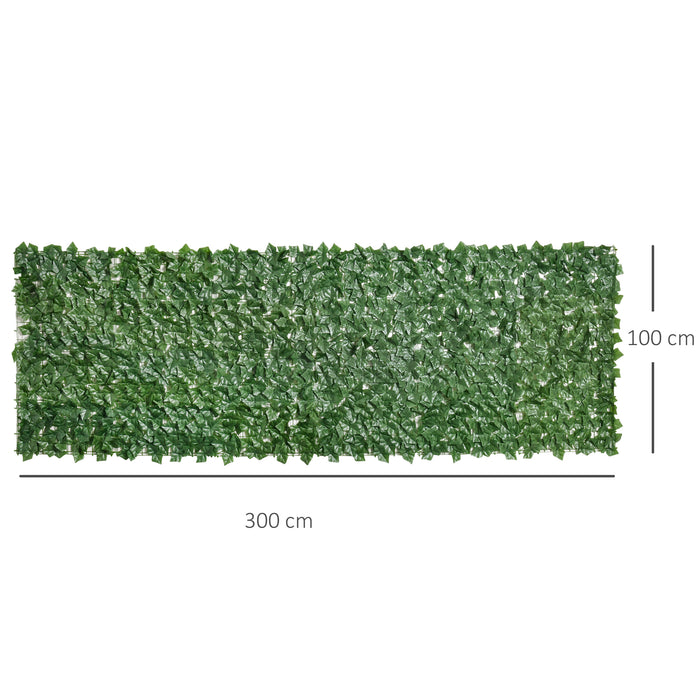 Artificial Leaf Hedge Screen - 3-Meter Long by 1-Meter Tall Decorative Faux Hedging - Enhances Privacy for Gardens, Outdoor Spaces, and Indoor Ambiance