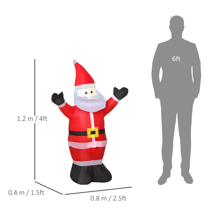 Inflatable Holiday Decor - 1.2 Meter Tall Santa Claus Figure - Festive Decoration for Indoor and Outdoor Spaces