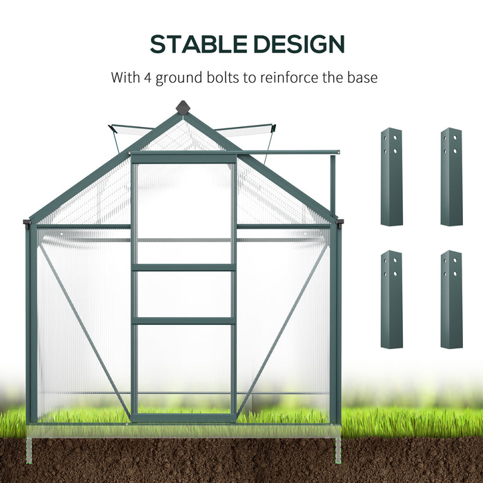 Aluminium Frame & Galvanized Base Walk-In Greenhouse - Spacious 10ft x 6ft Gardening Shelter with Sliding Door - Ideal for Plant Growth and Garden Enthusiasts