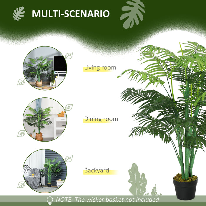 Artificial Palm Plant - 4-Foot Decorative Tree with 18 Lush Leaves in Nursery Pot - Faux Indoor/Outdoor Home and Office Greenery