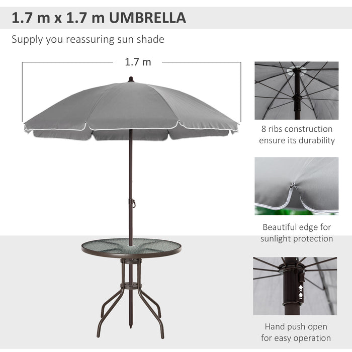 6 Piece Patio Dining Set - Umbrella, Folding Chairs & Tempered Glass Table - Ideal for Garden, Backyard, Poolside Lounging