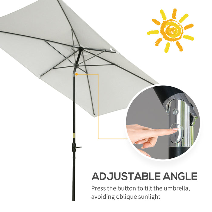 Rectangular Market Umbrella Patio - 2 x 3m Garden Parasol with Crank & Push Button Tilt, Cream White - Ideal for Outdoor Table Shade and Shelter