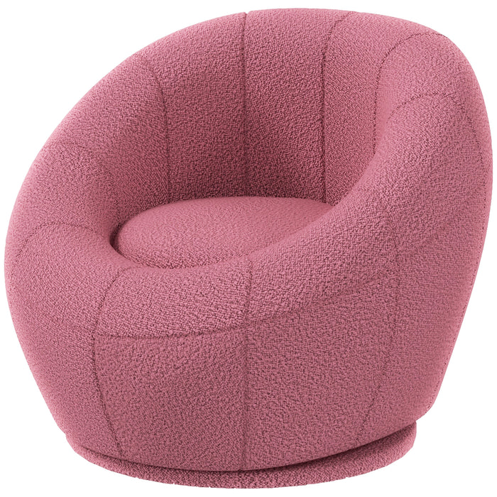 Swivel Upholstered Accent Chair - Modern Armchair for Living Room, Bedroom, Home Office - Comfy Pink Seating Solution for Stylish Decor