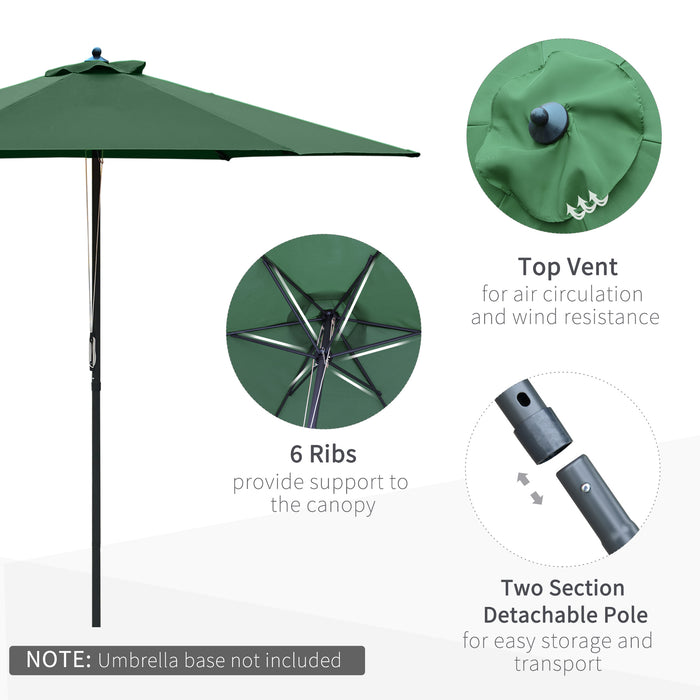 Outdoor 6-Rib 2.8m Green Patio Parasol - Sunshade Canopy with Manual Push Operation for Garden & Backyard - Ideal for Residential Outdoor Furniture