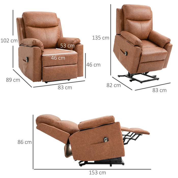 Power Lift Chair Electric Riser - Elderly-Friendly Faux Leather Reclining Armchair with Remote and Side Pocket - Ideal Comfort Aid for the Elderly